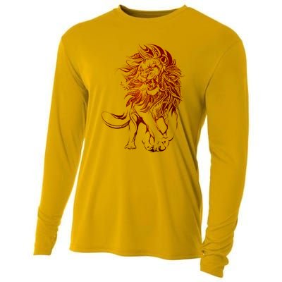 Zodiac Leo Lion Floral Tribal Design Cooling Performance Long Sleeve Crew