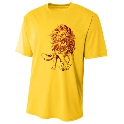 Zodiac Leo Lion Floral Tribal Design Performance Sprint T-Shirt