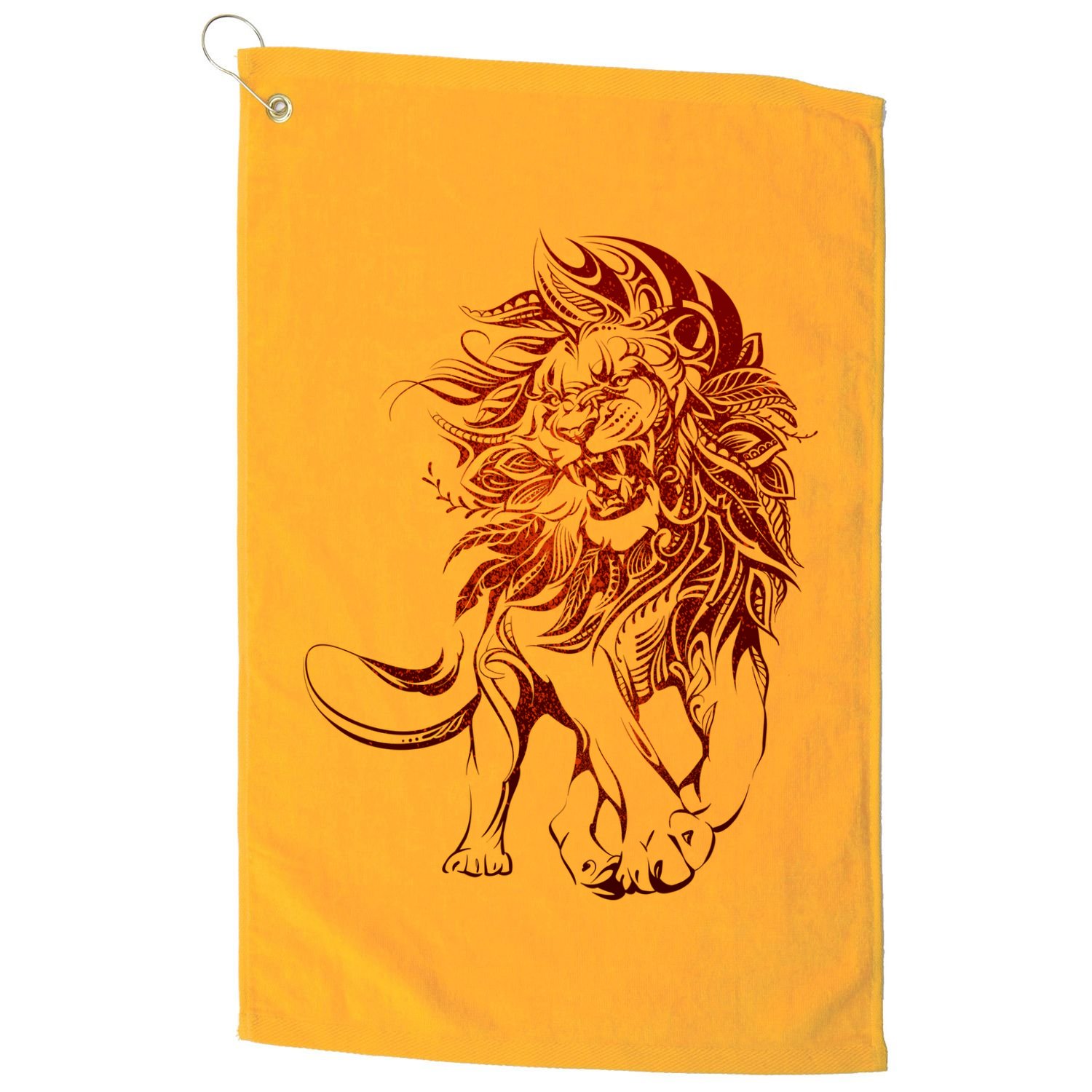Zodiac Leo Lion Floral Tribal Design Golf Towel