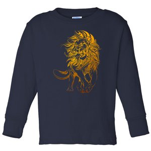 Zodiac Leo Lion Floral Tribal Design Toddler Long Sleeve Shirt