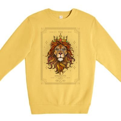 Zodiac Leo Lion Tarot Card VIII Strength Premium Crewneck Sweatshirt