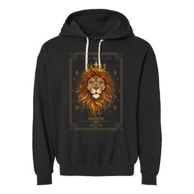 Zodiac Leo Lion Tarot Card VIII Strength Garment-Dyed Fleece Hoodie
