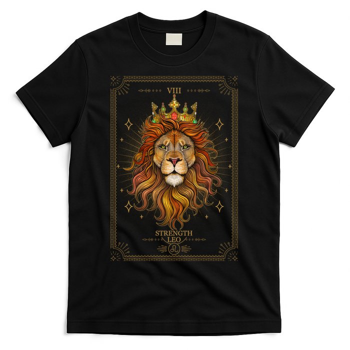 Zodiac Leo Lion Tarot Card VIII Strength T-Shirt