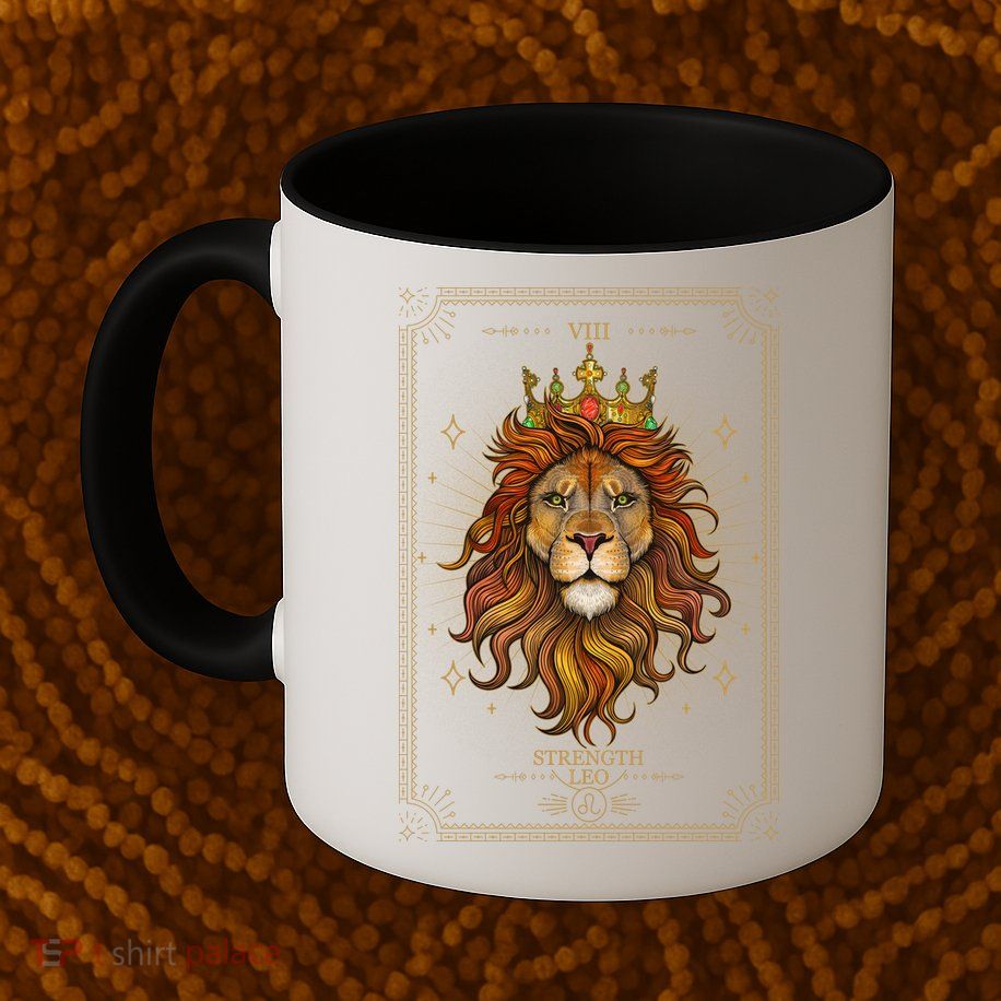 Zodiac Leo Lion Tarot Card VIII Strength Mug