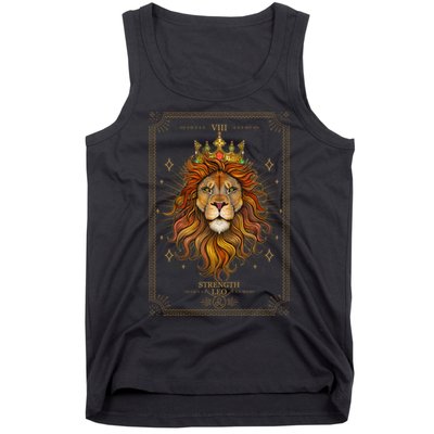 Zodiac Leo Lion Tarot Card VIII Strength Tank Top