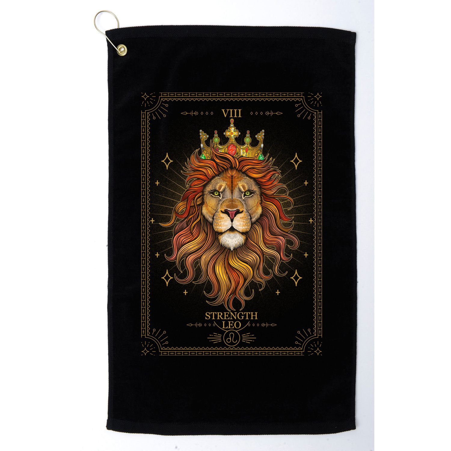 Zodiac Leo Lion Tarot Card VIII Strength Golf Towel