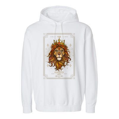 Zodiac Leo Lion Tarot Card VIII Strength Garment-Dyed Fleece Hoodie