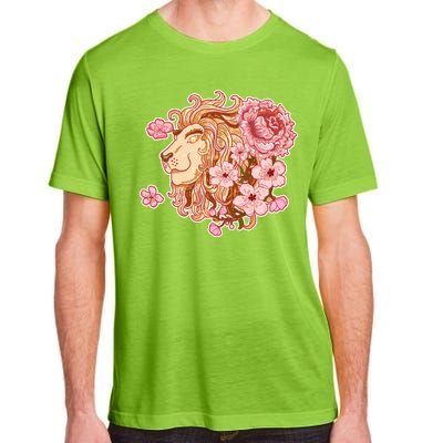 Zodiac Leo Lion with Japanese Cherry Blossoms Adult ChromaSoft Performance T-Shirt