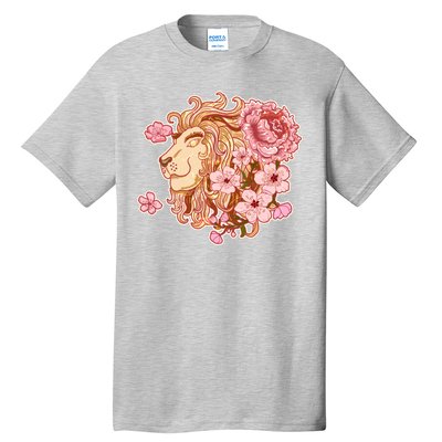 Zodiac Leo Lion with Japanese Cherry Blossoms Tall T-Shirt