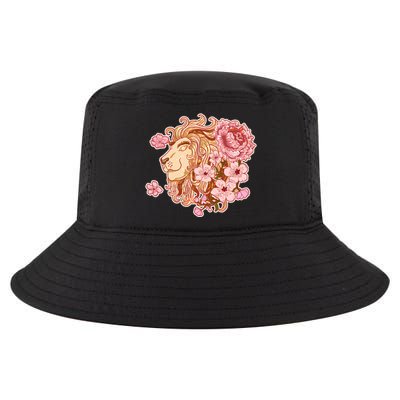 Zodiac Leo Lion with Japanese Cherry Blossoms Cool Comfort Performance Bucket Hat