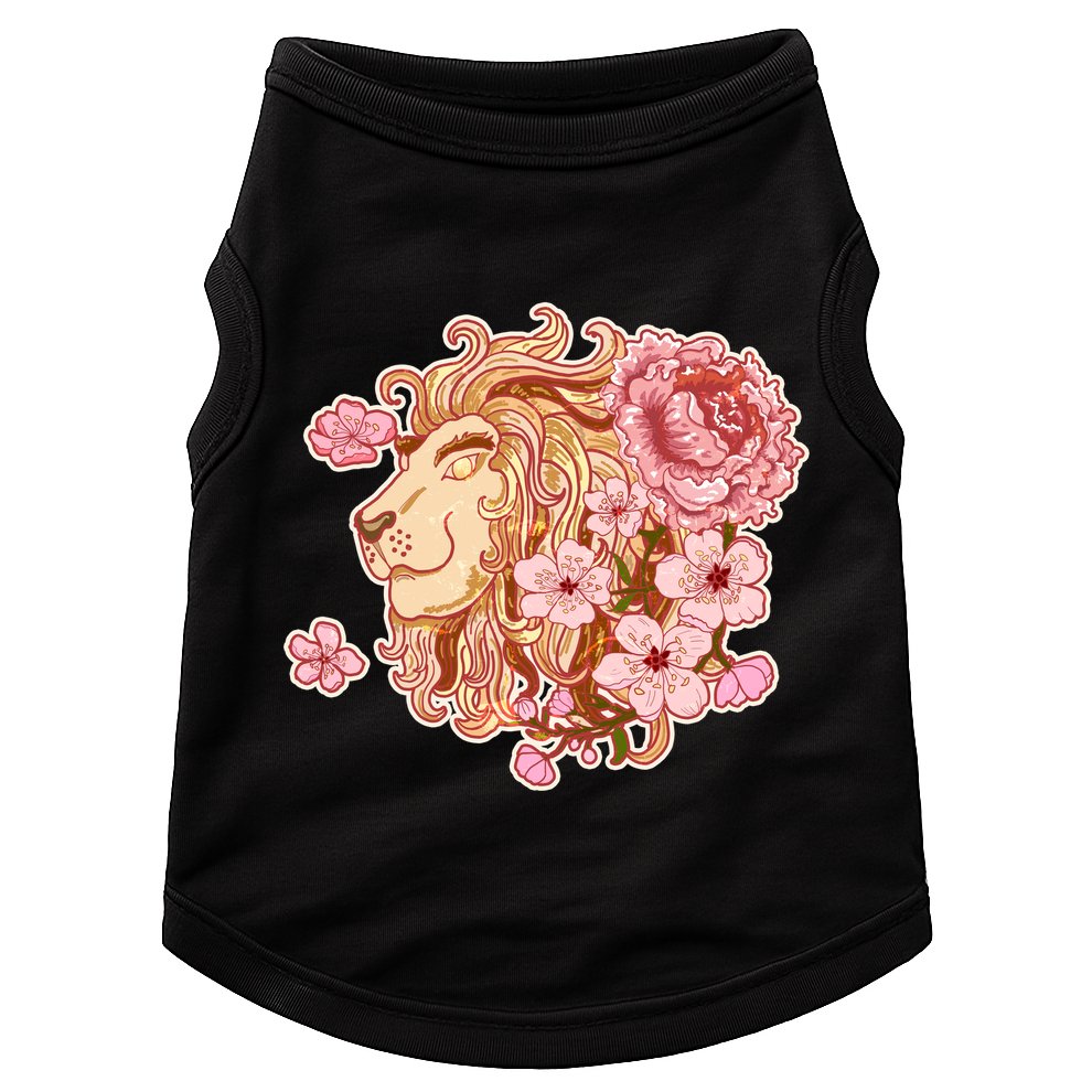 Zodiac Leo Lion with Japanese Cherry Blossoms Doggie Tank