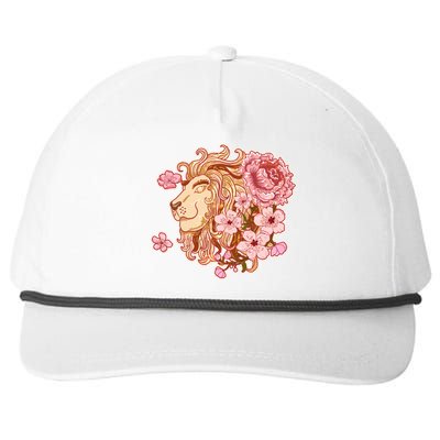 Zodiac Leo Lion with Japanese Cherry Blossoms Snapback Five-Panel Rope Hat