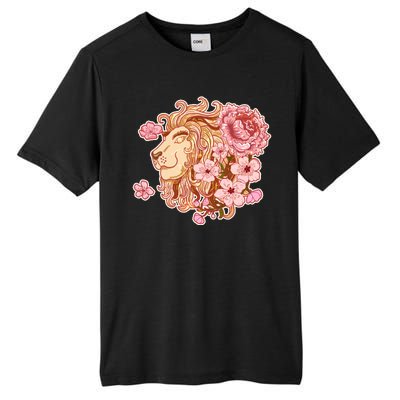 Zodiac Leo Lion with Japanese Cherry Blossoms Tall Fusion ChromaSoft Performance T-Shirt