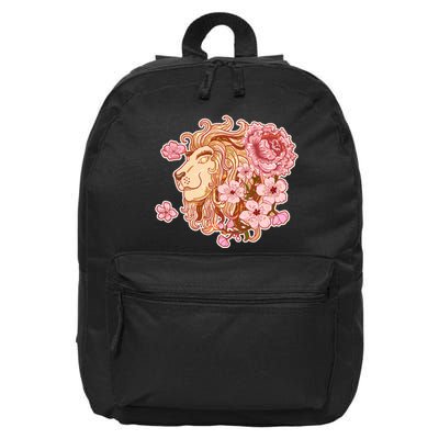 Zodiac Leo Lion with Japanese Cherry Blossoms 16 in Basic Backpack