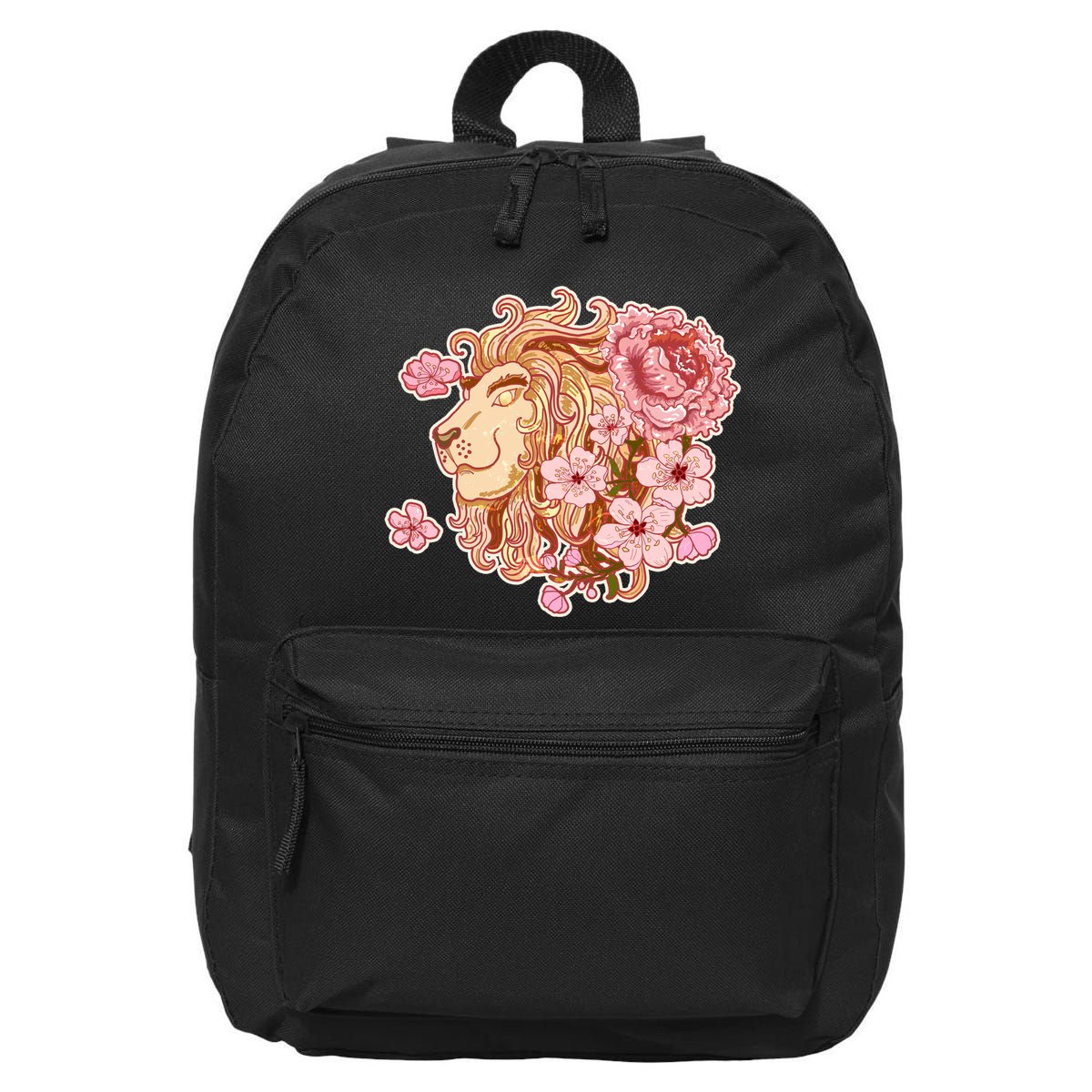 Zodiac Leo Lion with Japanese Cherry Blossoms 16 in Basic Backpack