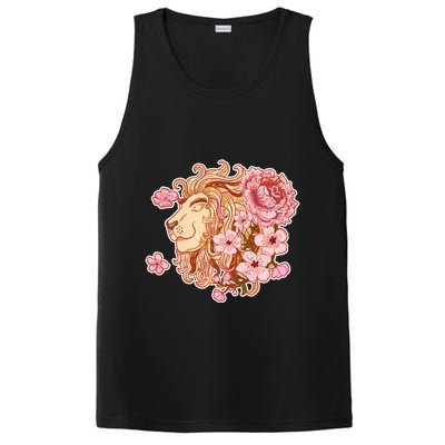 Zodiac Leo Lion with Japanese Cherry Blossoms PosiCharge Competitor Tank