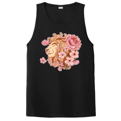 Zodiac Leo Lion with Japanese Cherry Blossoms PosiCharge Competitor Tank