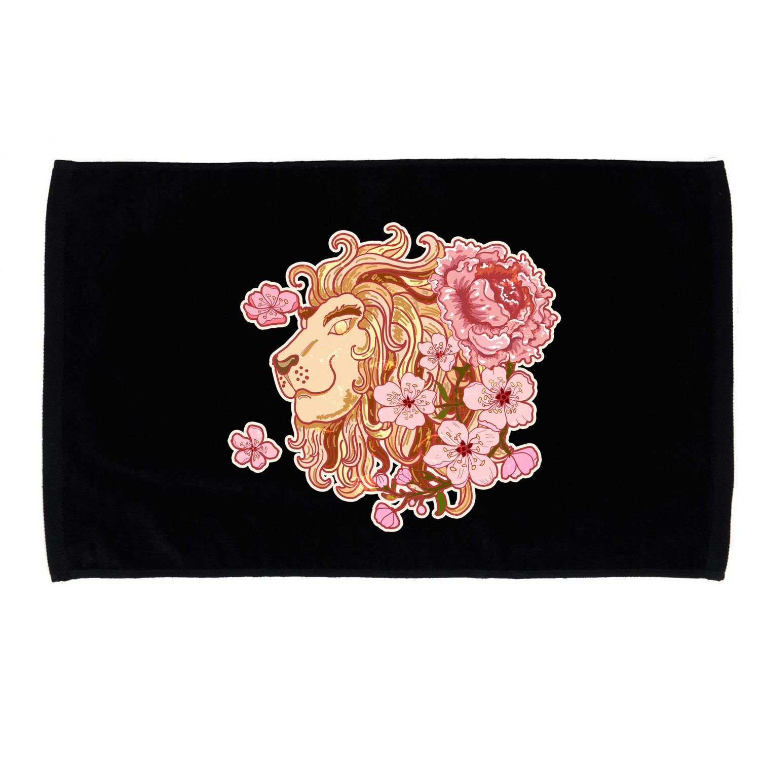 Zodiac Leo Lion with Japanese Cherry Blossoms Microfiber Hand Towel