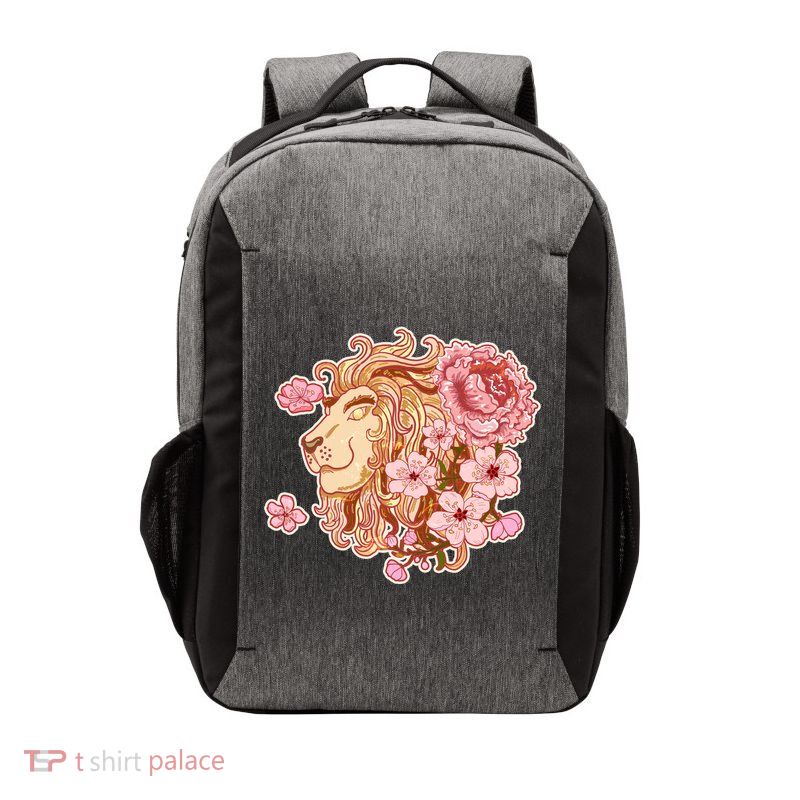 Zodiac Leo Lion with Japanese Cherry Blossoms Vector Backpack