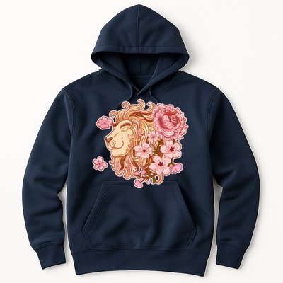 Zodiac Leo Lion with Japanese Cherry Blossoms Hoodie