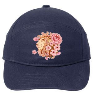 Zodiac Leo Lion with Japanese Cherry Blossoms 7-Panel Snapback Hat