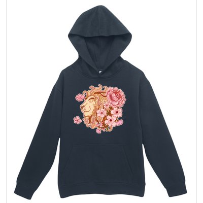 Zodiac Leo Lion with Japanese Cherry Blossoms Urban Pullover Hoodie