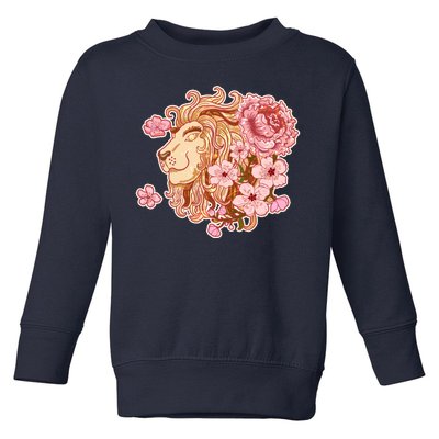 Zodiac Leo Lion with Japanese Cherry Blossoms Toddler Sweatshirt