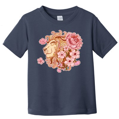 Zodiac Leo Lion with Japanese Cherry Blossoms Toddler T-Shirt