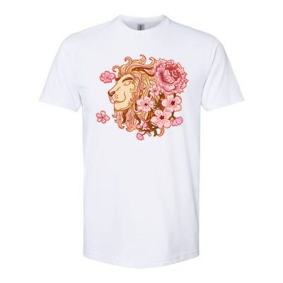 Zodiac Leo Lion with Japanese Cherry Blossoms Softstyle® CVC T-Shirt