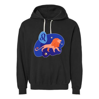 Zodiac Leo Simple Lion Garment-Dyed Fleece Hoodie