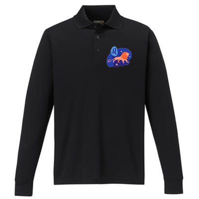 Zodiac Leo Simple Lion Performance Long Sleeve Polo