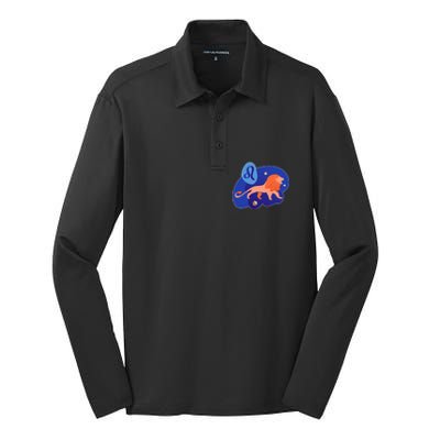 Zodiac Leo Simple Lion Silk Touch Performance Long Sleeve Polo