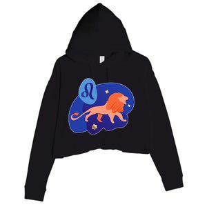 Zodiac Leo Simple Lion Crop Fleece Hoodie