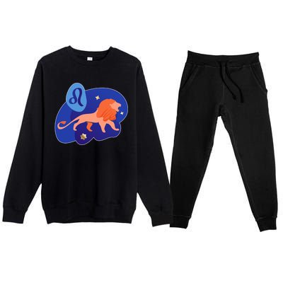 Zodiac Leo Simple Lion Premium Crewneck Sweatsuit Set