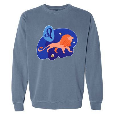 Zodiac Leo Simple Lion Garment-Dyed Sweatshirt