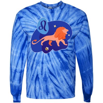 Zodiac Leo Simple Lion Tie-Dye Long Sleeve Shirt