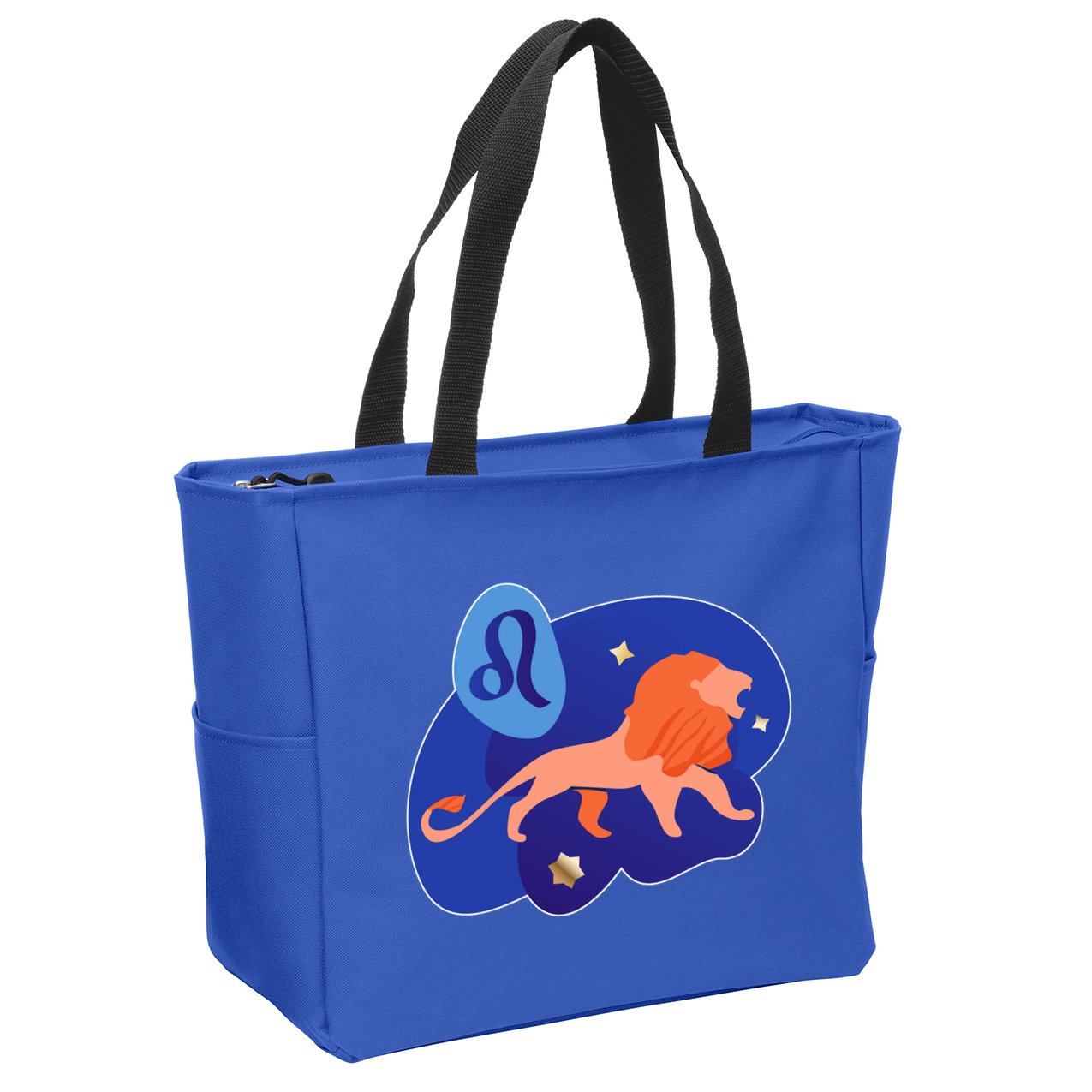 Zodiac Leo Simple Lion Zip Tote Bag