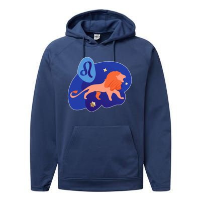 Zodiac Leo Simple Lion Performance Fleece Hoodie