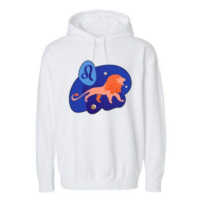 Zodiac Leo Simple Lion Garment-Dyed Fleece Hoodie