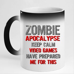 Zombie Apocalypse Keep Calm Video Games Prepared Me 11oz Black Color Changing Mug