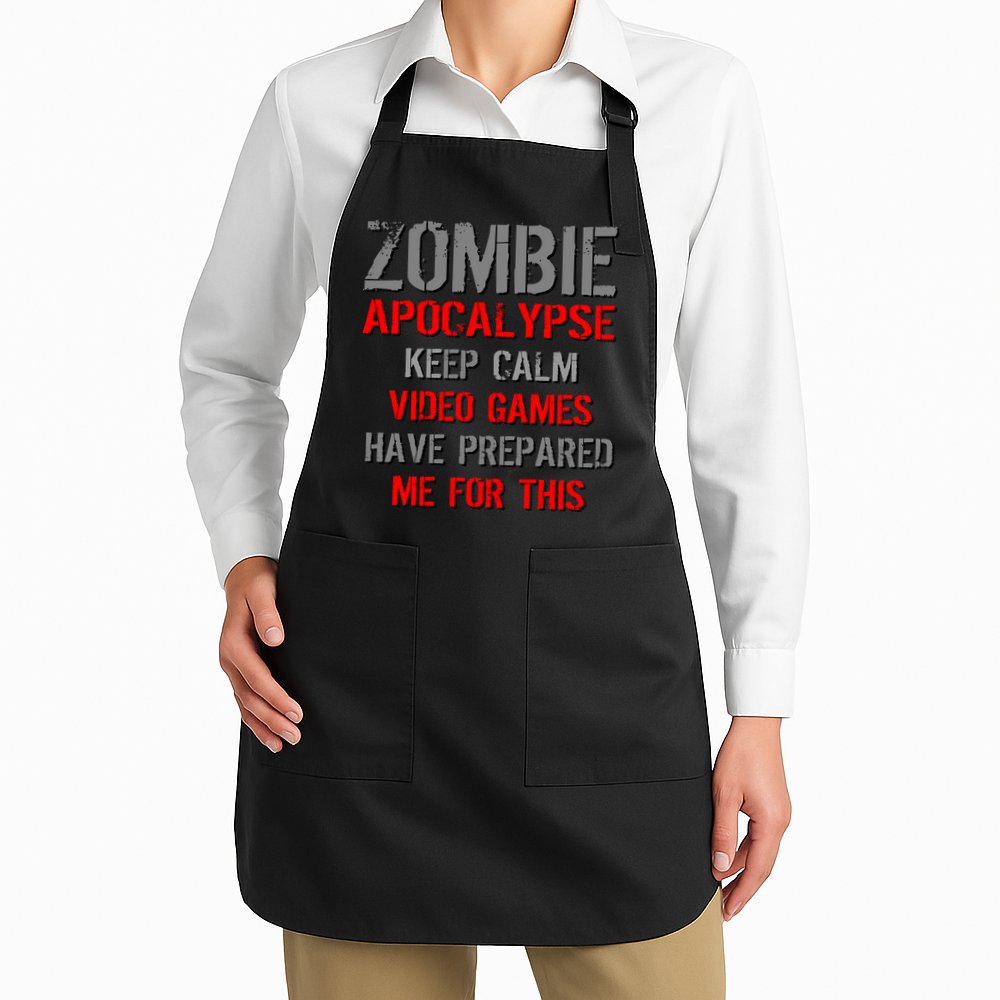 Zombie Apocalypse Keep Calm Video Games Prepared Me Apron