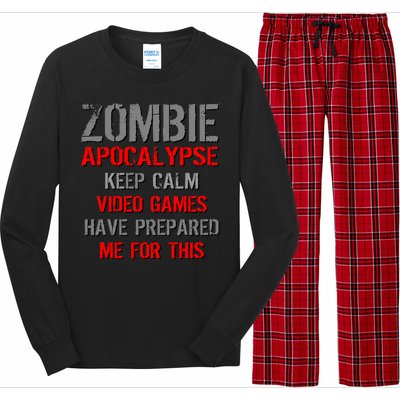 Zombie Apocalypse Keep Calm Video Games Prepared Me Long Sleeve Pajama Set