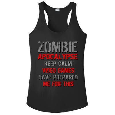 Zombie Apocalypse Keep Calm Video Games Prepared Me Ladies PosiCharge Competitor Racerback Tank