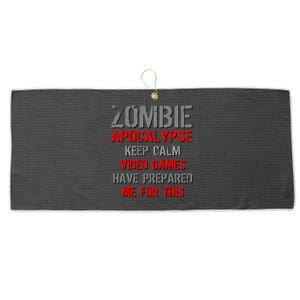 Zombie Apocalypse Keep Calm Video Games Prepared Me Large Microfiber Waffle Golf Towel