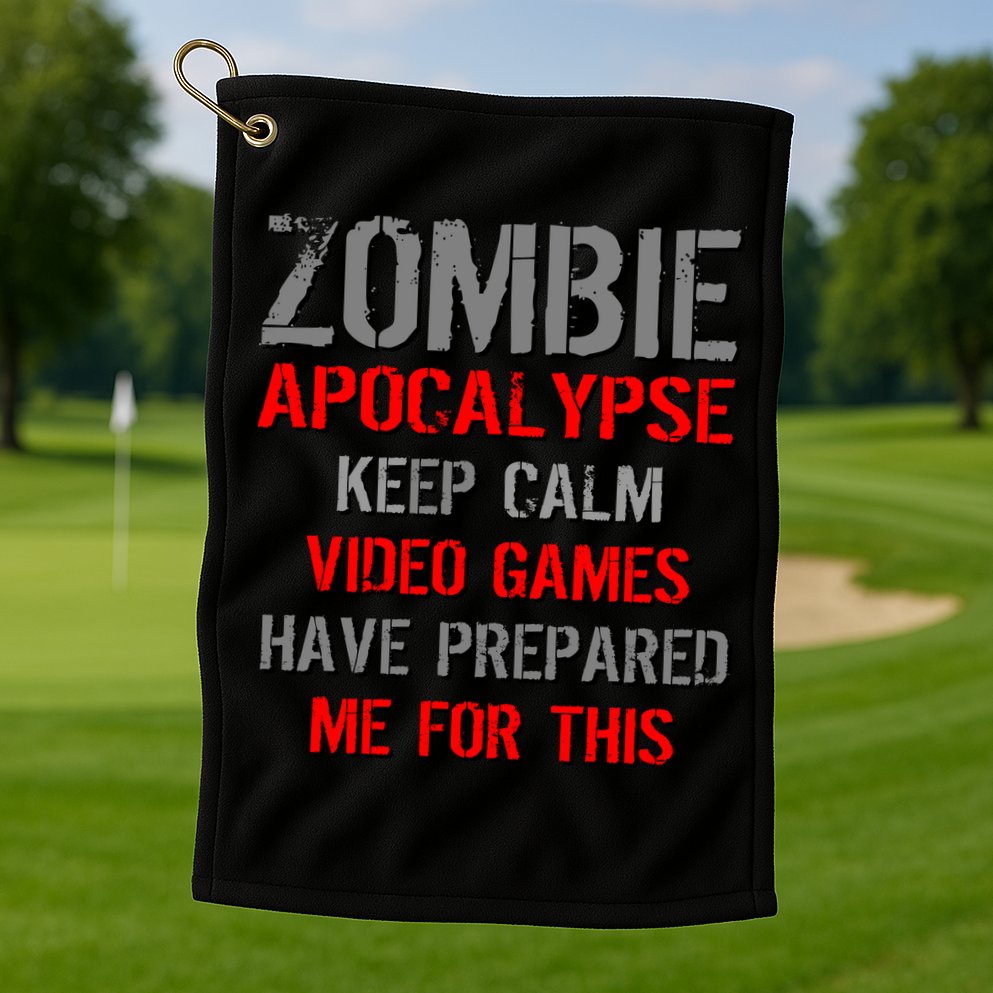 Zombie Apocalypse Keep Calm Video Games Prepared Me Golf Towel