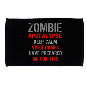 Zombie Apocalypse Keep Calm Video Games Prepared Me Microfiber Hand Towel