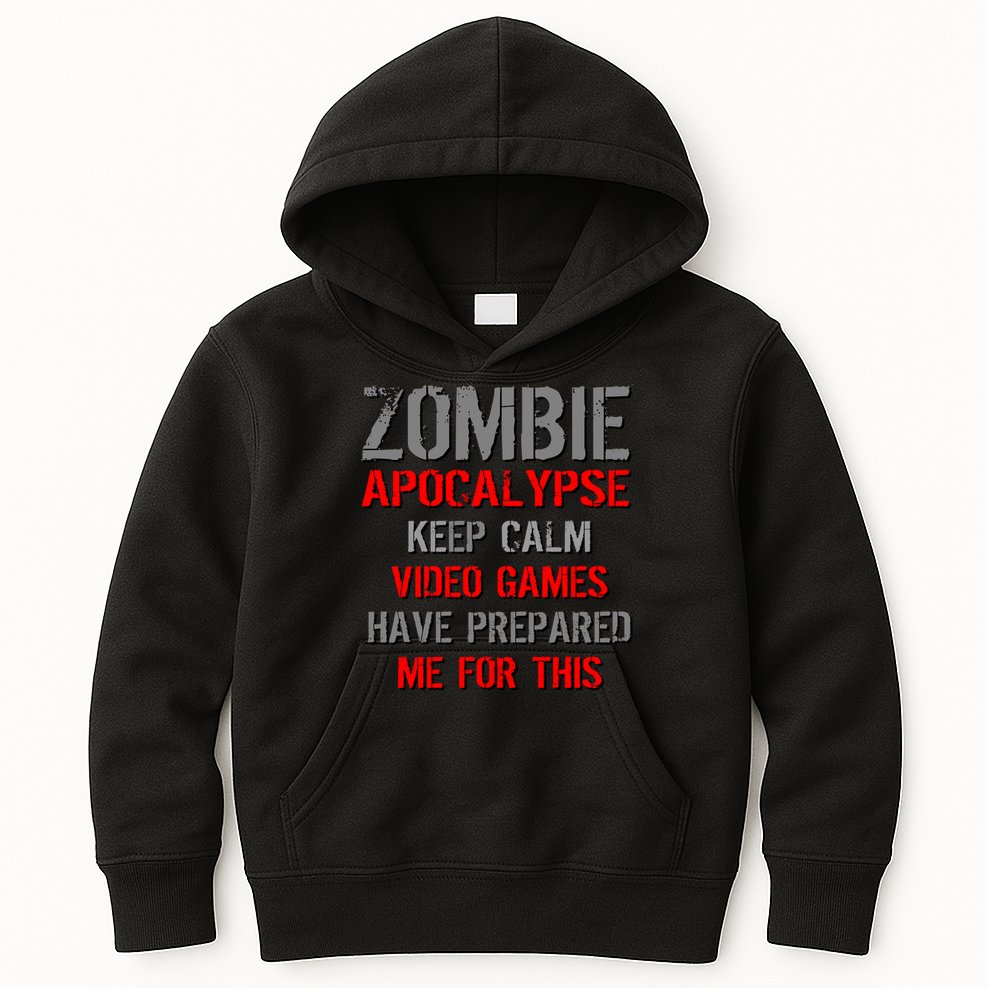 Zombie Apocalypse Keep Calm Video Games Prepared Me Kids Hoodie
