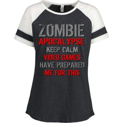 Zombie Apocalypse Keep Calm Video Games Prepared Me Enza Ladies Jersey Colorblock Tee