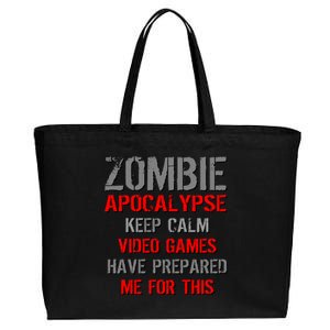 Zombie Apocalypse Keep Calm Video Games Prepared Me Cotton Canvas Jumbo Tote