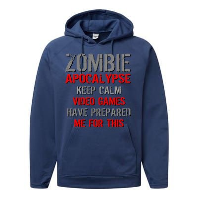 Zombie Apocalypse Keep Calm Video Games Prepared Me Performance Fleece Hoodie